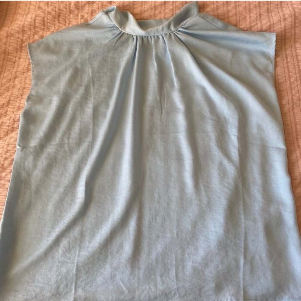 Light Blue Turtle Neck Dress Shirt/Blouse